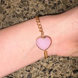 Gold and Pink Heart Bracelet